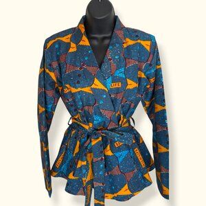 High Life African Print Belted Kimono Jacket